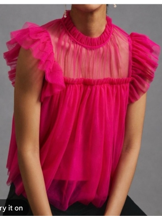 Joie Tops - Joie Hot Pink Sheer Ruffled Blouse